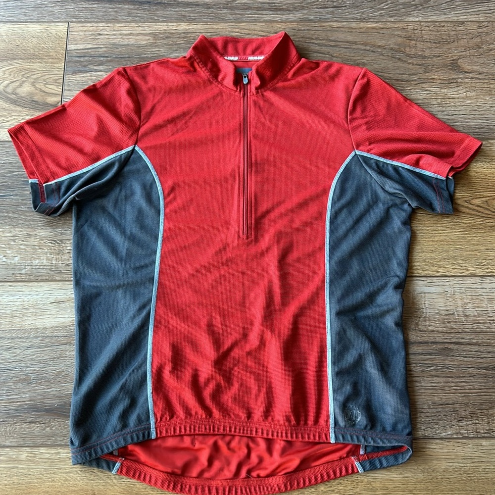 Novara Cycling Jersey Men’s Red Gray Short Sleeve 1/2 Zip Pockets Size L